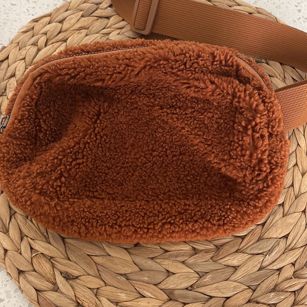 Brown fleece crossbody bag